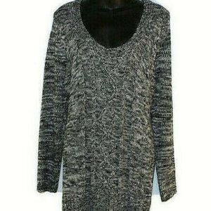 Dots Black Tan Knit Long Sleeve Sweater Size 2X